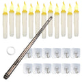 12Pcs Flameless Floating Candles LED Magic Hanging Candle Light Battery Operated Flickering Warm Light Window Candle With Magic Wand Remote for Hallow