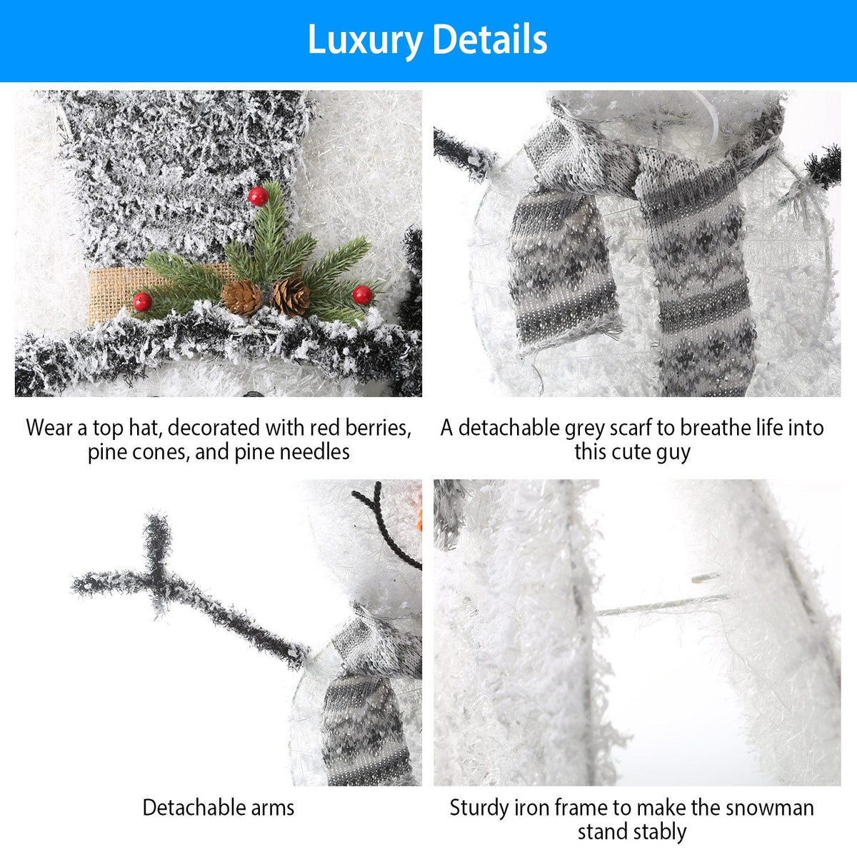 LED Snowman Decoration – Collapsible, Battery Powered, Indoor/Outdoor Use