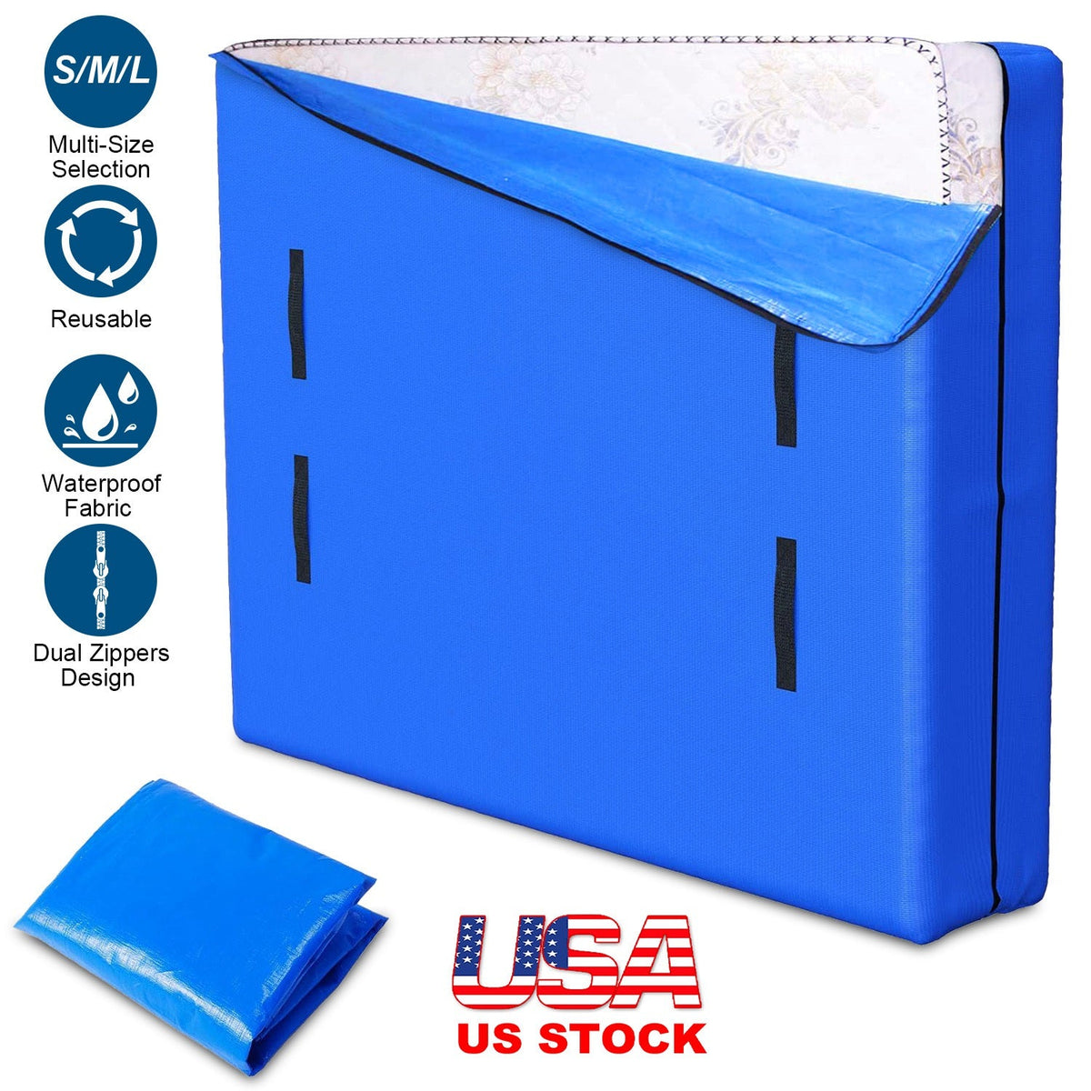 Reusable Mattress Bag for Moving Storage Waterproof Mattress Cover with Strong Wide Opening Zipper Strap Handles Mattress Protector Moving Supplies