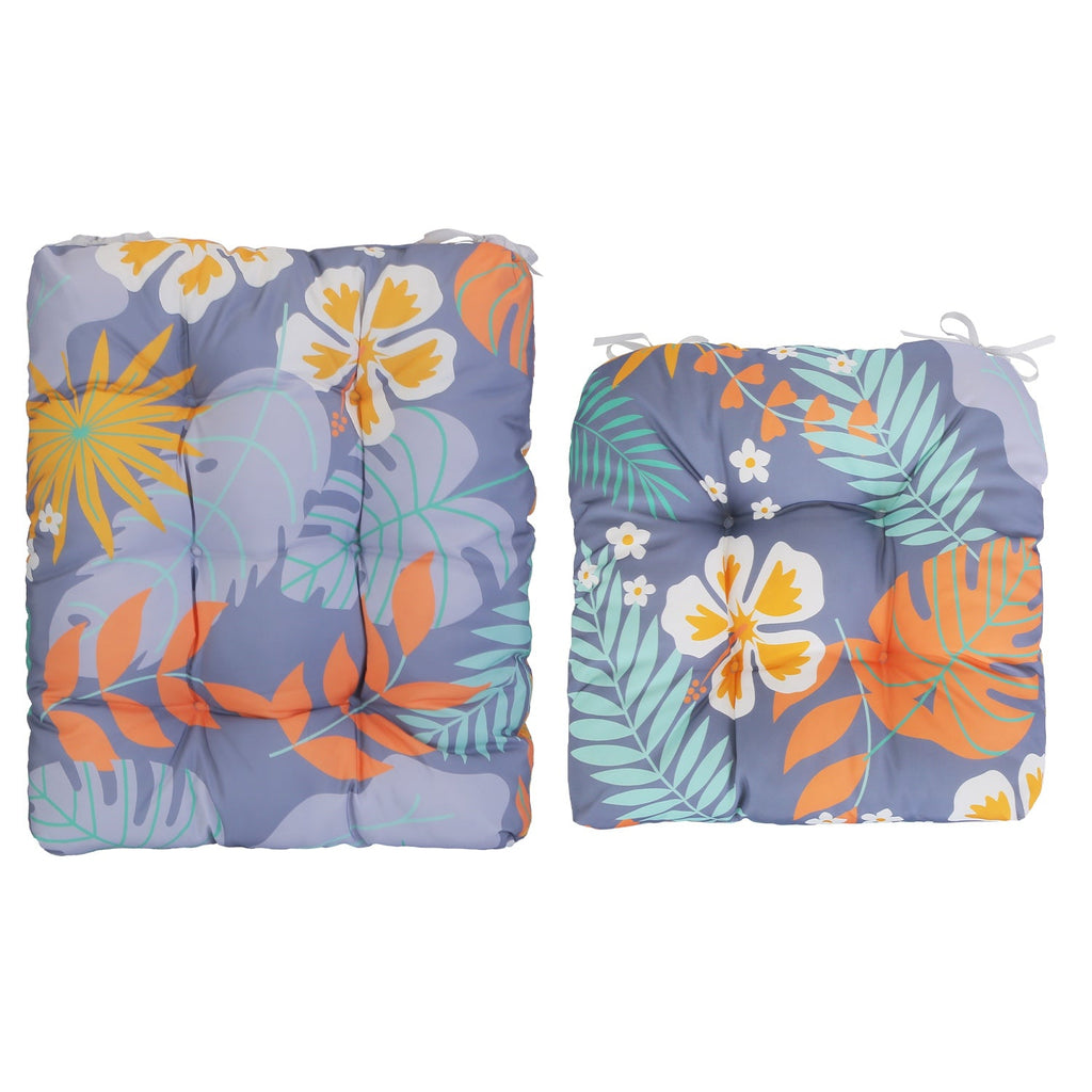 2Pcs Waterproof Rocking Chair Cushion Upper And Lower Back And Seat Sets with Non-Slip Ties Oxford Cloth Surface Polyester Filling Comfortable for Ind