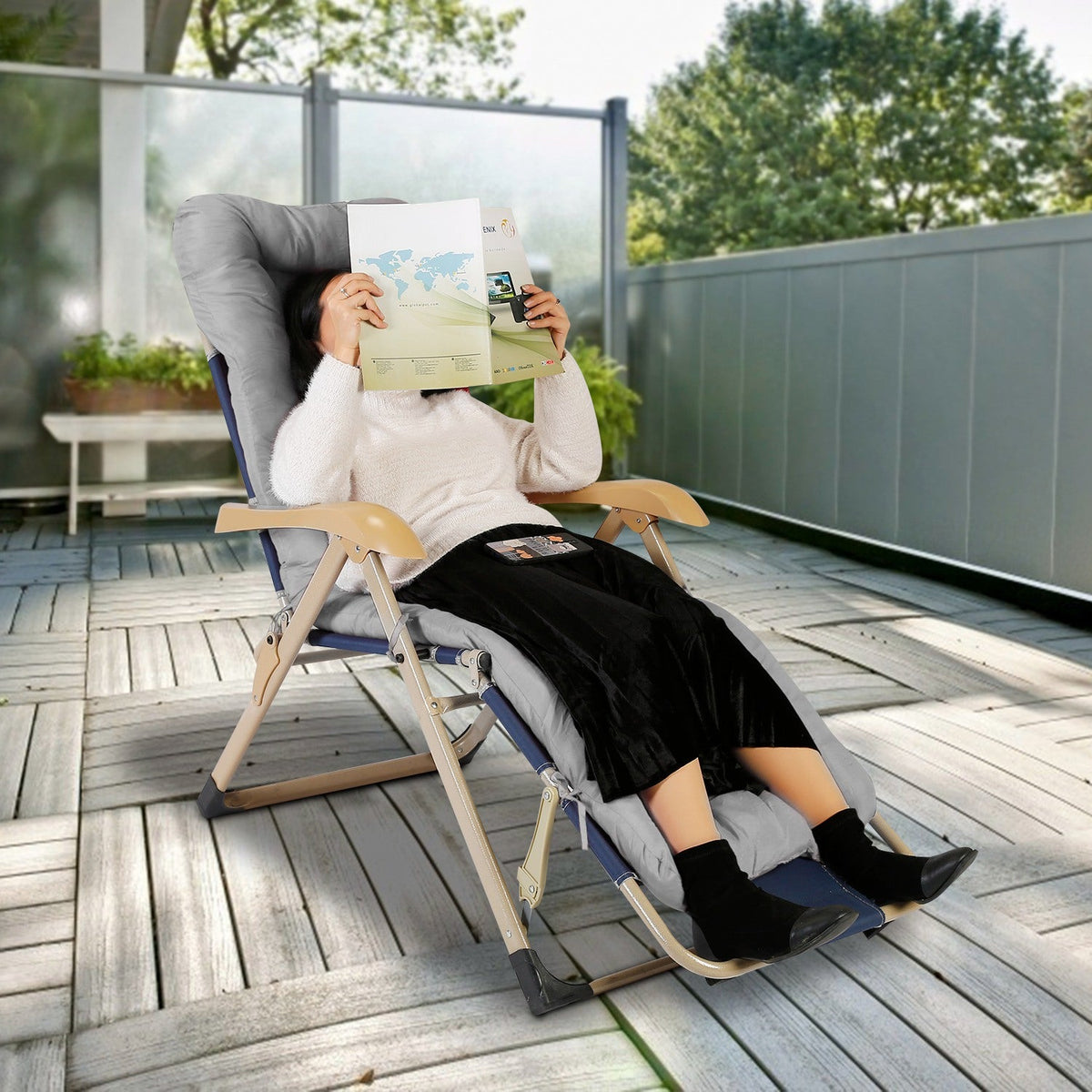 66.92x22.04in Thickened Chaise Lounger Cushion Recliner Rocking Chair Sofa Mat Deck Chair Cushion