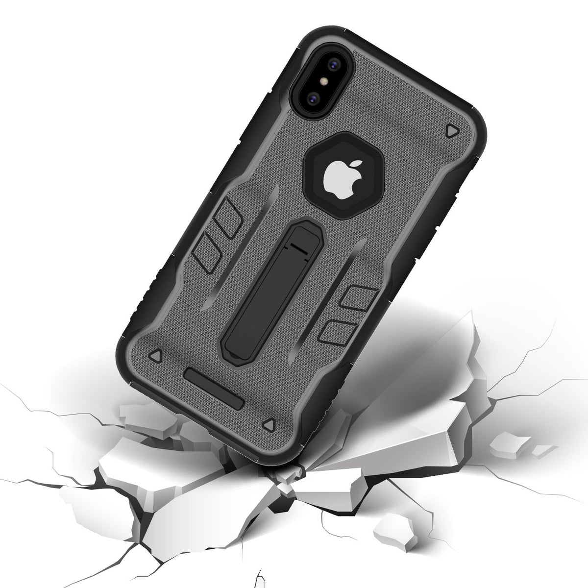 Rugged Phone Case for iPhone X Drop-protection Phone Case with Kickstand Heavy Duty Dual Layers Phone Protective Cover