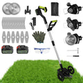 21V Electric Weed Edger Cordless String Trimmer Grass Mower Eater Bush Cutter with 16800RPM 2x 3000mAh Batteries 3.6-4.6FT Length 90¡ Rotatable Angle
