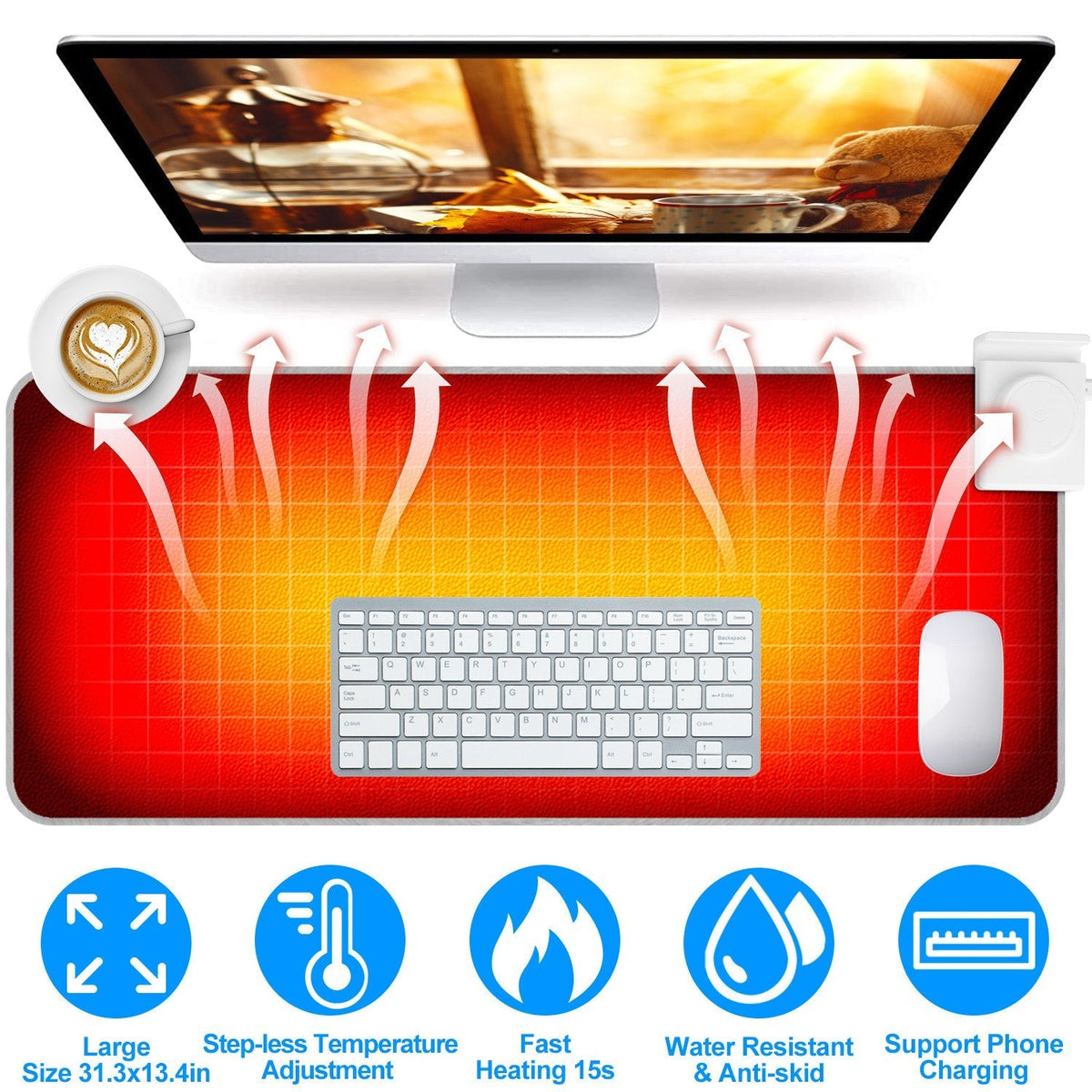Winter Desktop Hand Warmer Mat Heated Gaming Mouse Pad Large Mouse Pad Office Table Heating Mat Foot Warmer