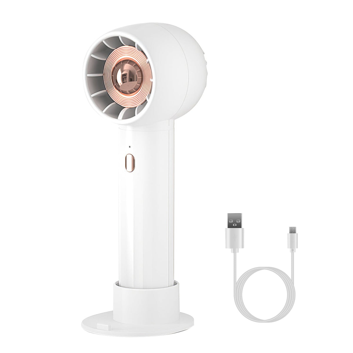 Portable Handheld Fan Rechargeable Pocket Personal Fan Quiet Desk Phone Holder Fan with 3 Speeds Removable Base for Commute Office Outdoor Indoor