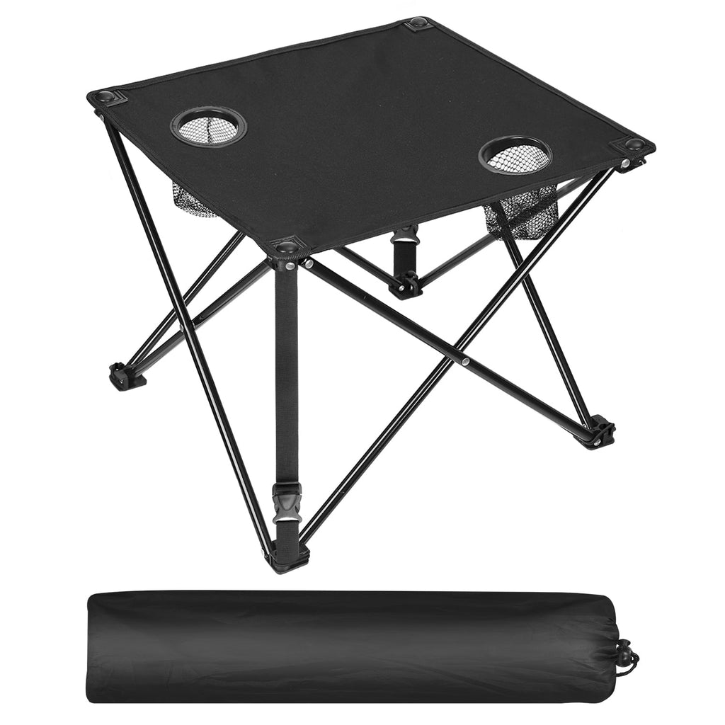 1Pc Foldable Camping Table Portable Picnic Table Lightweight Travel Desk with 2 Cup Holders Carrying Bag