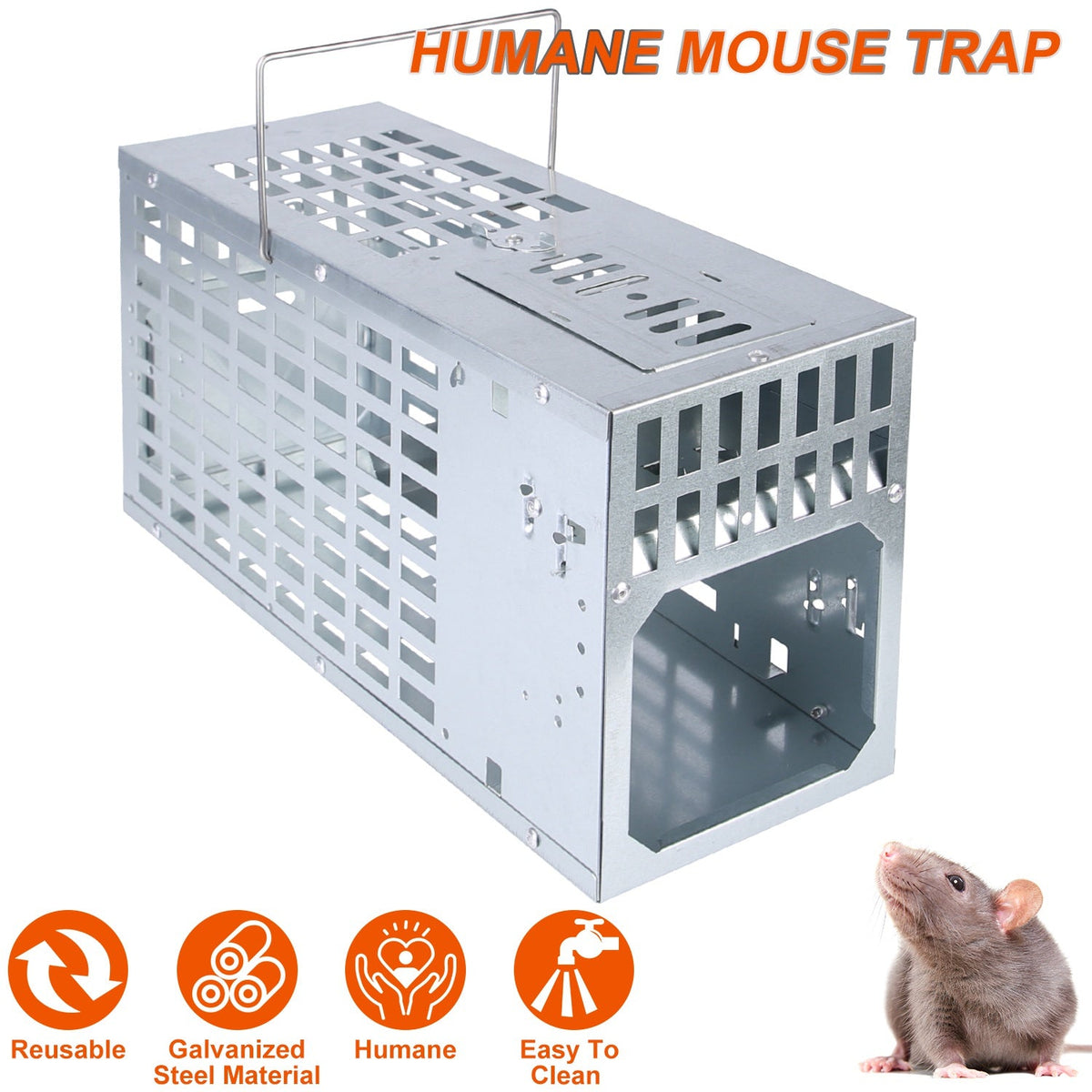Humane Live Mouse Trap Reusable Metal Rat Rodent Cage Catch Release Continuous Capture Indoor Outdoor Pet Children Safe