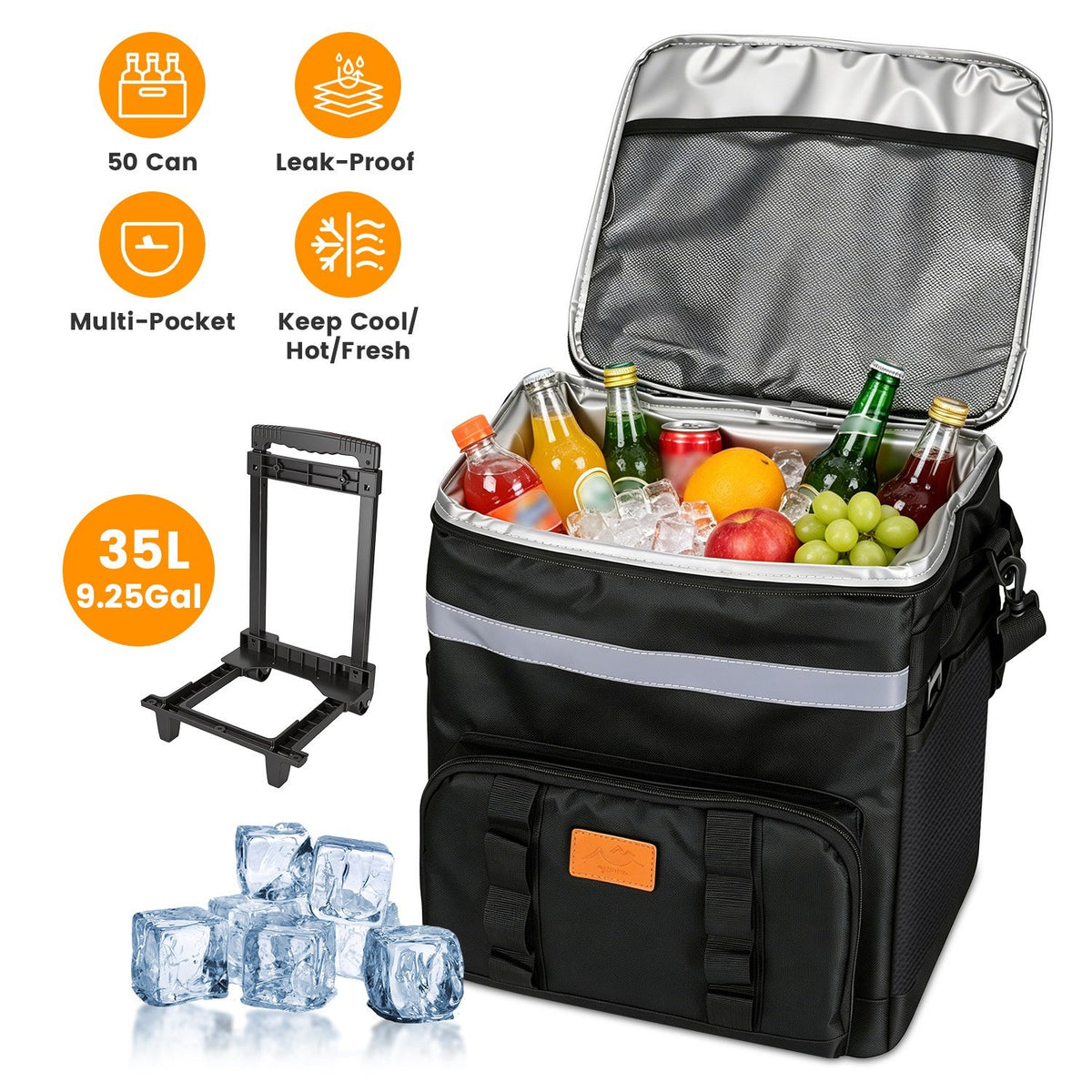 Rolling Cooler Bag with Wheels - 35L Insulated Collapsible
