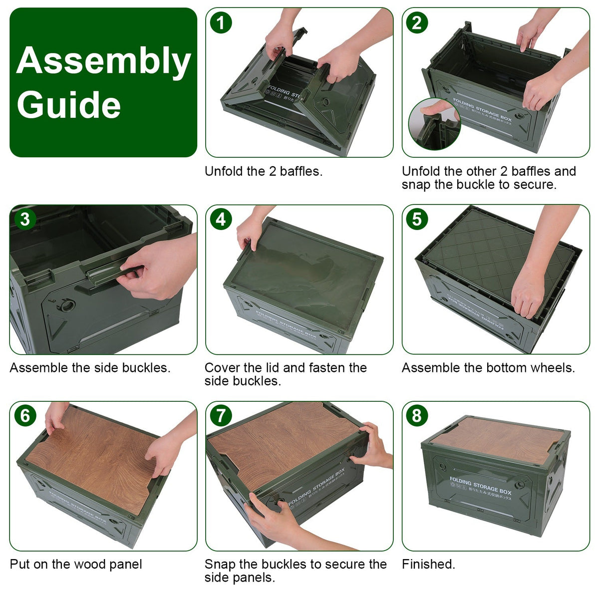Collapsible Storage Bin – Stackable Organizer with Wheels & Lockable Doors