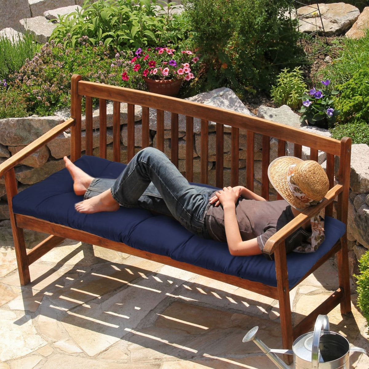 Bench Seat Cushion For Indoor Outdoor Furniture Non Slip Long Chair Cushion with Ties Strap  Swing Cushion 51.18x19.68IN For Garden Patio Balcony Entr