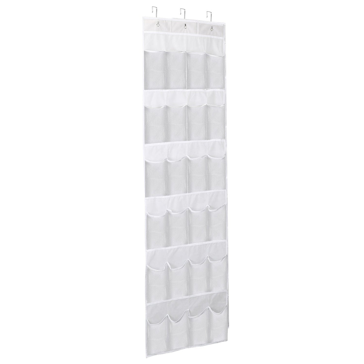 Over the Door Shoes Rack 24-Pocket Crystal Clear Organizer 6-Layer Hanging Storage Shelf for Shoes Slippers Small Toys Closet Cabinet