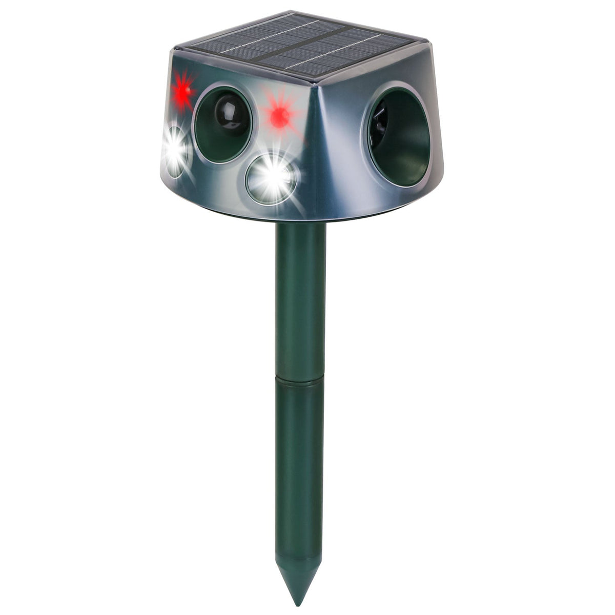 Ultrasonic Solar Animal Repeller Outdoor Mole Snake Squirrel Repellent Waterproof Bird Deer Dog Cat Deterrent with 3 Modes Motion Sensor Vibration Sta