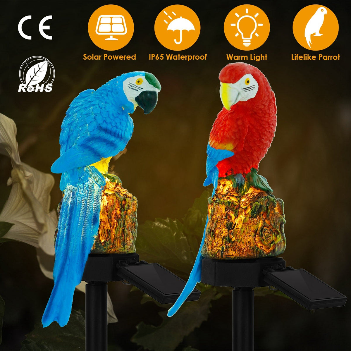 Solar Powered Parrot Garden Light IP65 Waterproof LED Parrot Landscape Lamp Decorative Lawn Lights For Yard Driveway Walkway Patio