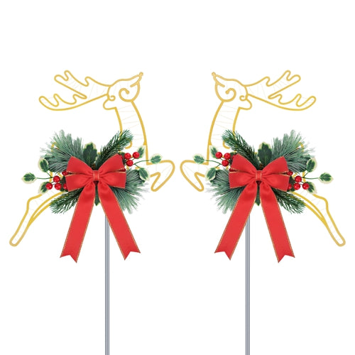 2-Pack LED Christmas Reindeer Pathway Stake Lights – Battery Powered