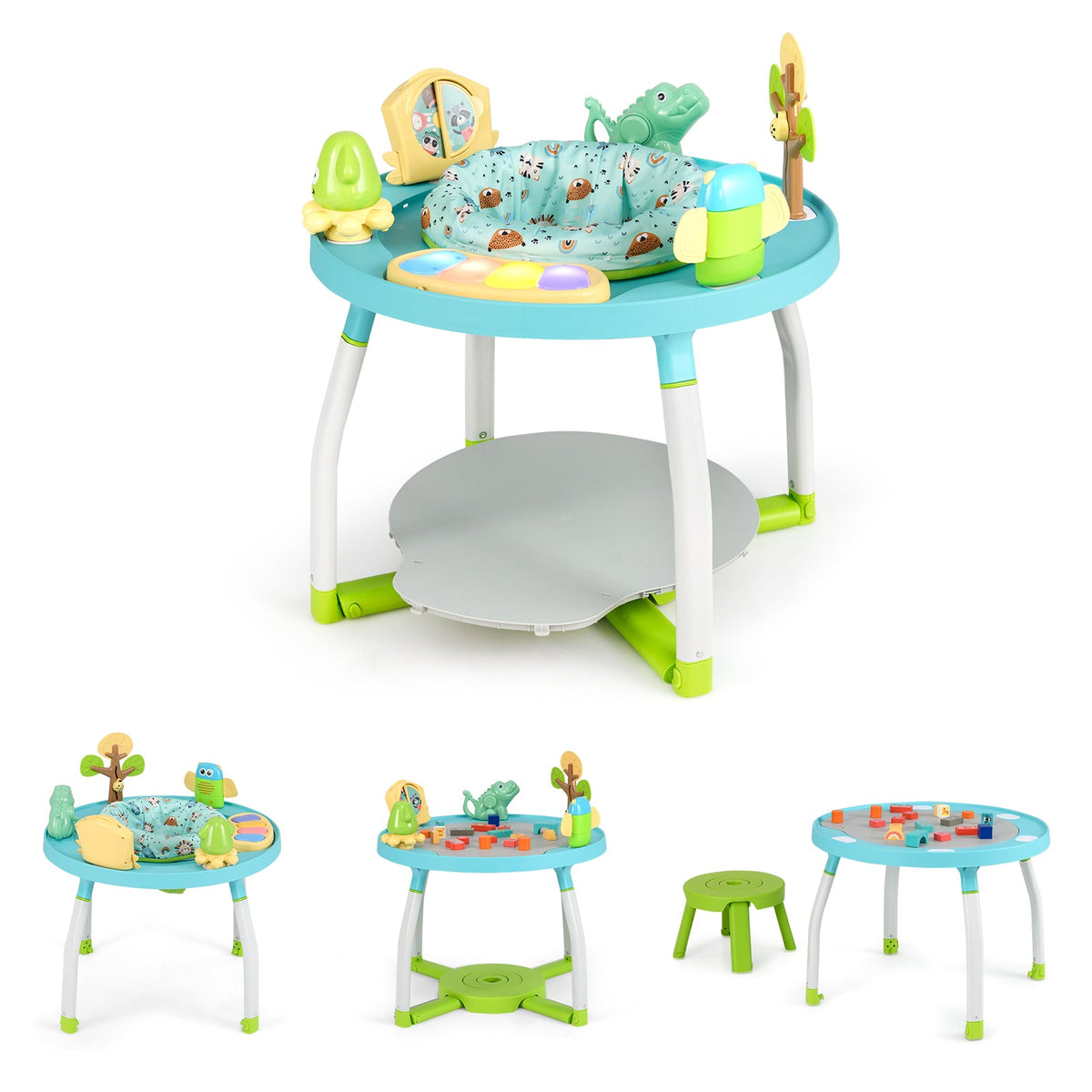 5-in-1 Baby Activity Center Interactive Bounce Seat with Removable Toys-Blue