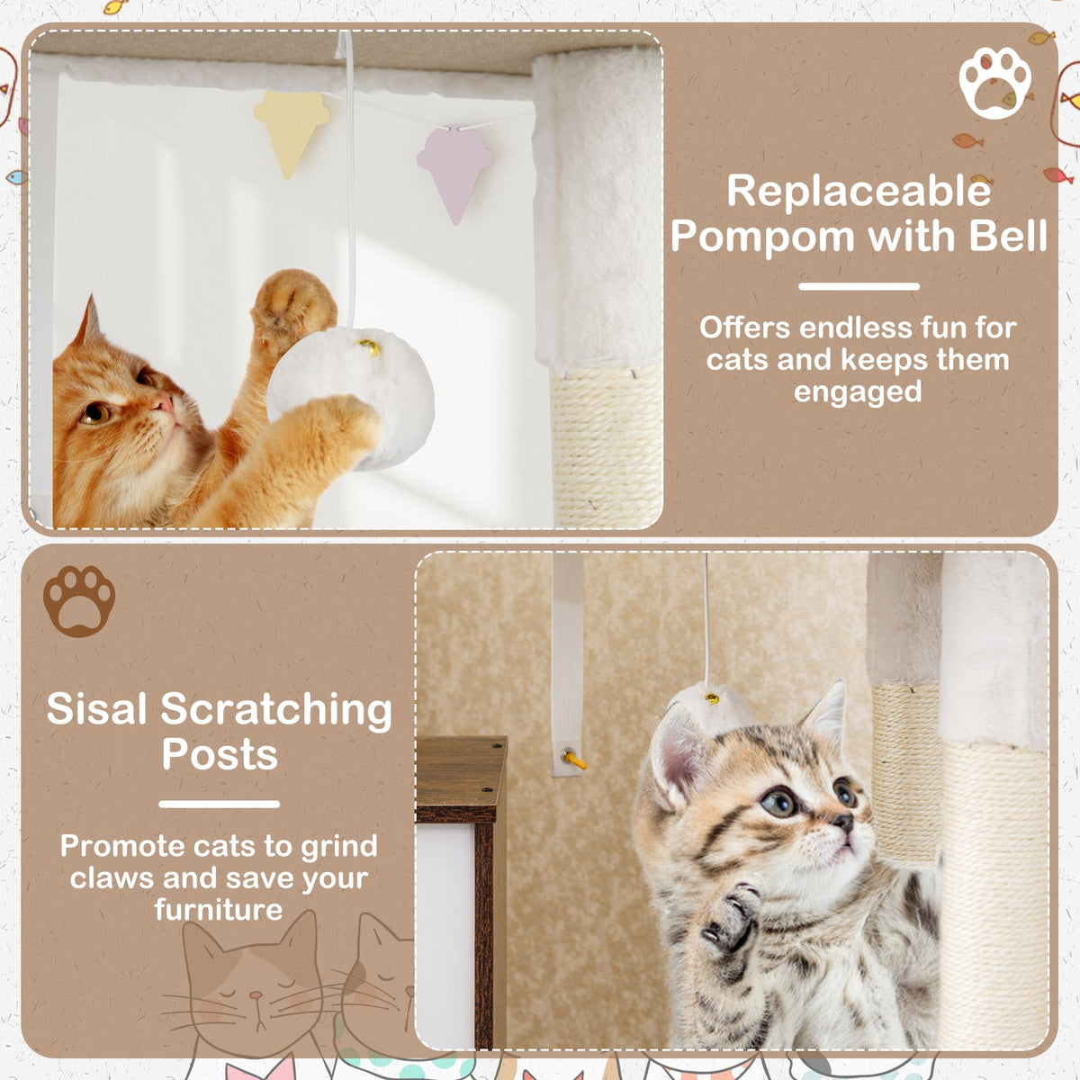 Cat Tree with Litter Box Enclosure for Indoor Cats-Rustic Brown