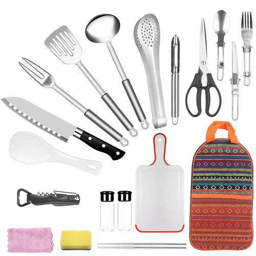 19Pcs Camping Cookware Set - Portable Outdoor Kitchen Gear with Bag: Utensils, Appliances & Equipment for Picnic,…