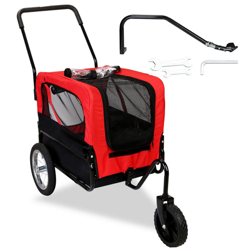 2-in-1 Pet Bike Trailer And Stroller with Canopy Bicycle Carrier Bicycle Cargo Wagon Trailer 44LBS Weight Capacity For…