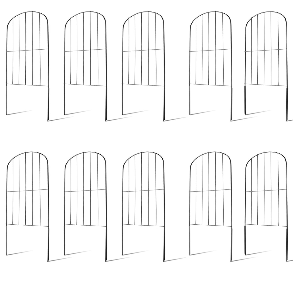10Pcs Decorative Garden Fence Rustproof Iron Wire Arched Fence Animal Barrier Border 12.59” Width 23.93” Length For Yard…