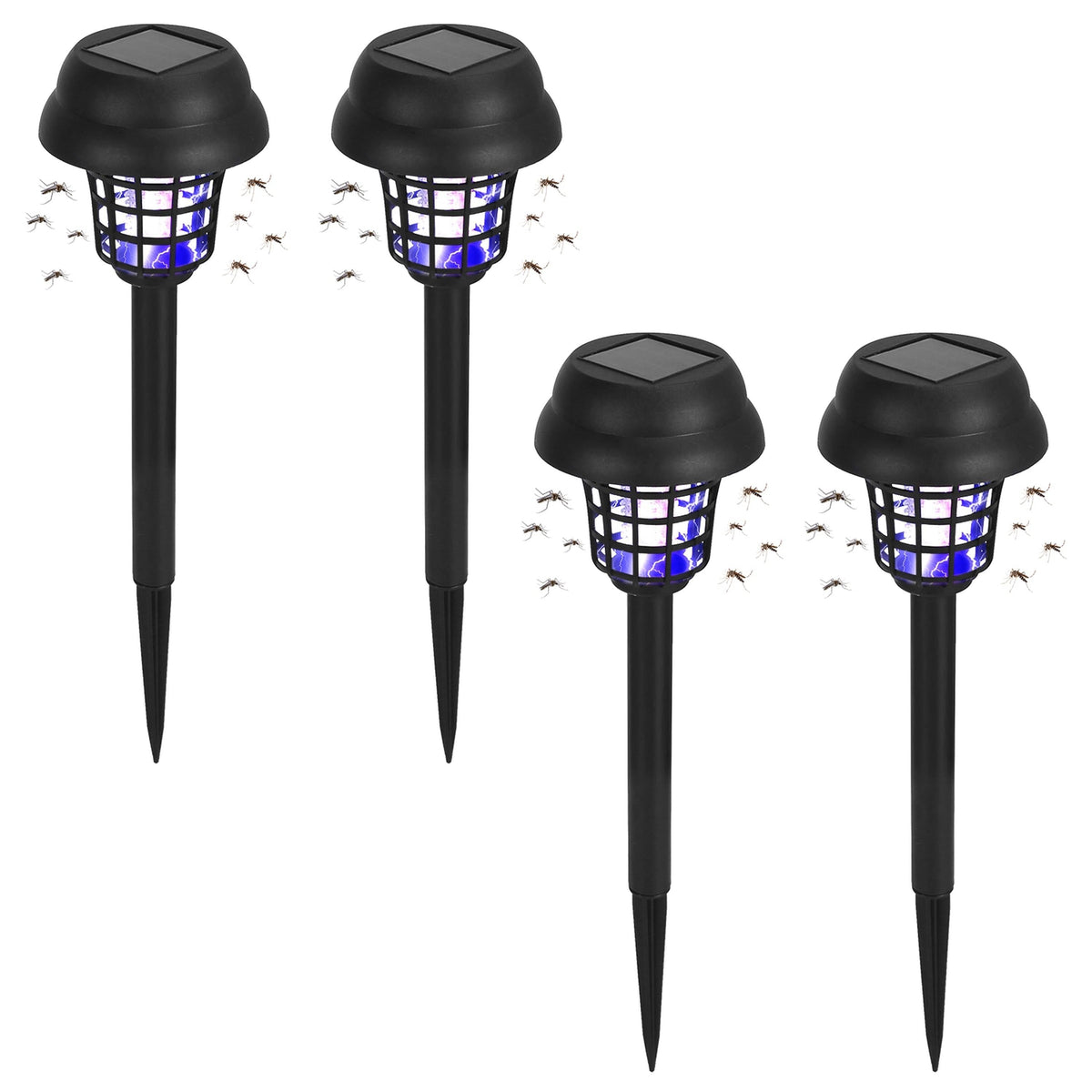 4 Pack Solar Powered Mosquito Zapper Outdoor Insect Killer Torch Waterproof Bug Zapper with UV Light White Light for Yard…