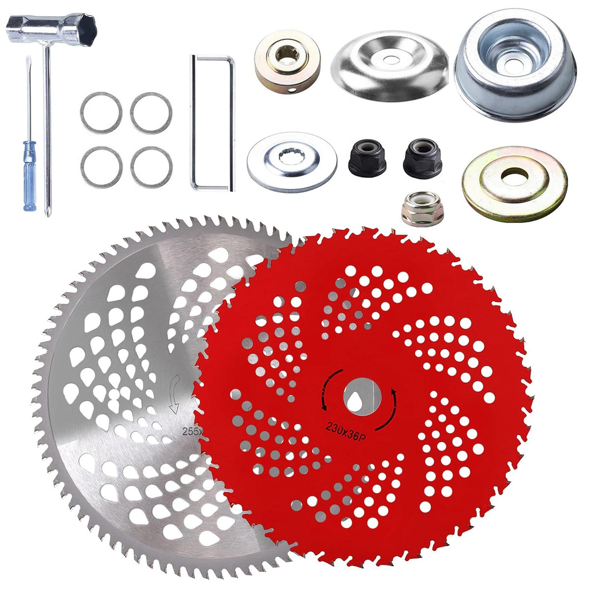 10" x 80T 9" x 36T Carbide Tip Brush Cutter Blades with Universal Adapter Kit Alloy Steel Blades Compatible with Brush…