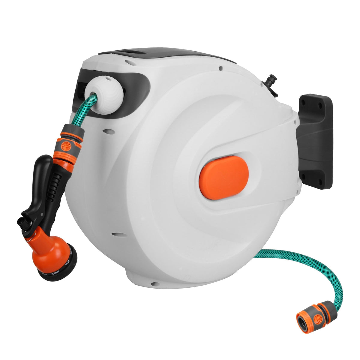 Retractable Garden Hose Reel Wall Mounted Automatic Water Hose Reel with Any Length Lock 8 Pattern Spraying Modes 180°…