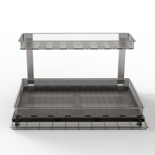 2-Tier Pull Out Under Sink Organizer Cabinet Organizer With Sliding Drawer Tray L-Shaped Slide Out Storage Shelves For…