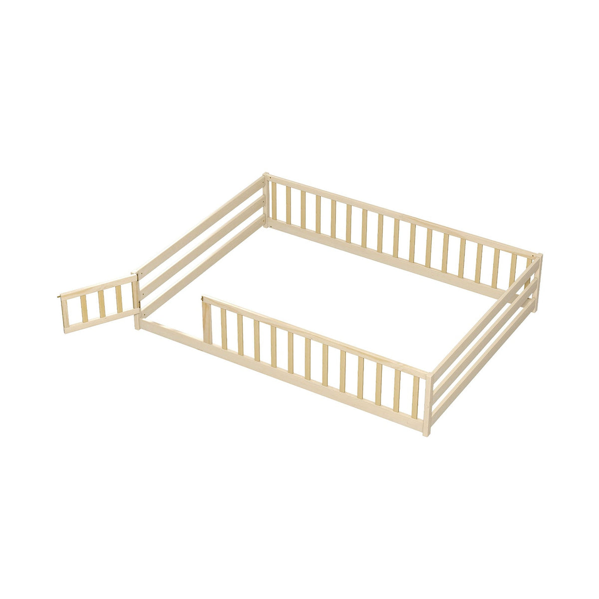 Full Size Floor Bed with Full Length Safety Guardrails