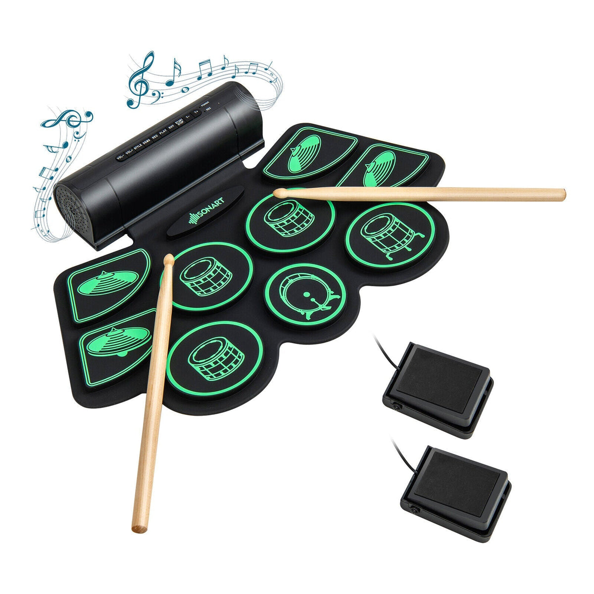 Electronic Drum Set with 2 Build-in Stereo Speakers for Kids