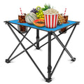 1Pc Foldable Camping Table Portable Picnic Table Lightweight Travel Desk with 2 Cup Holders Carrying Bag