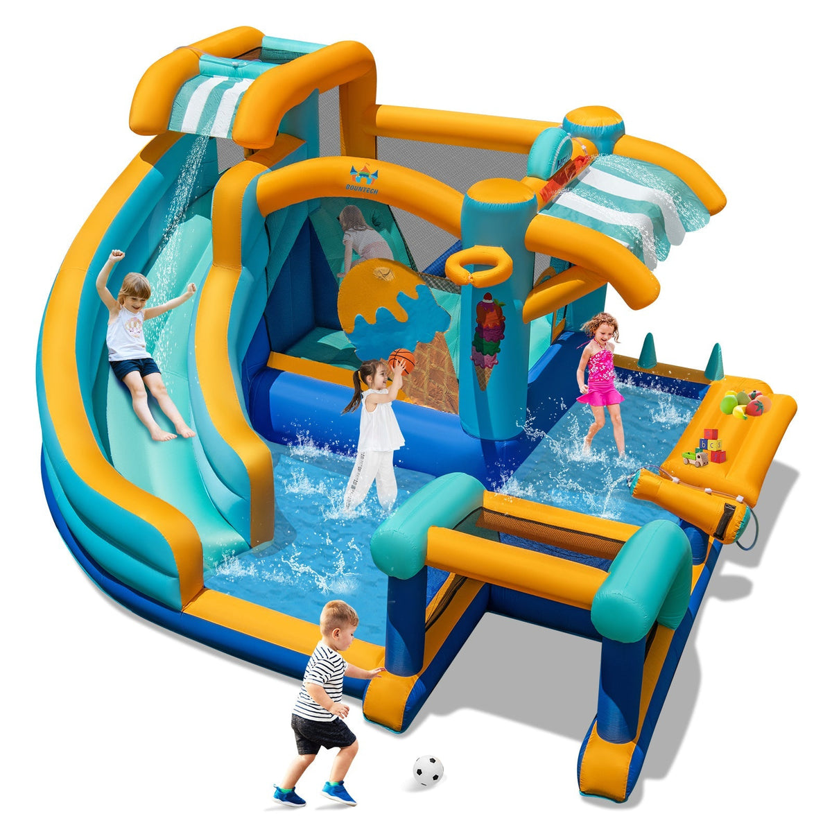 Inflatable Water Slide Bounce House Kids Jump Castle with Water Cannon