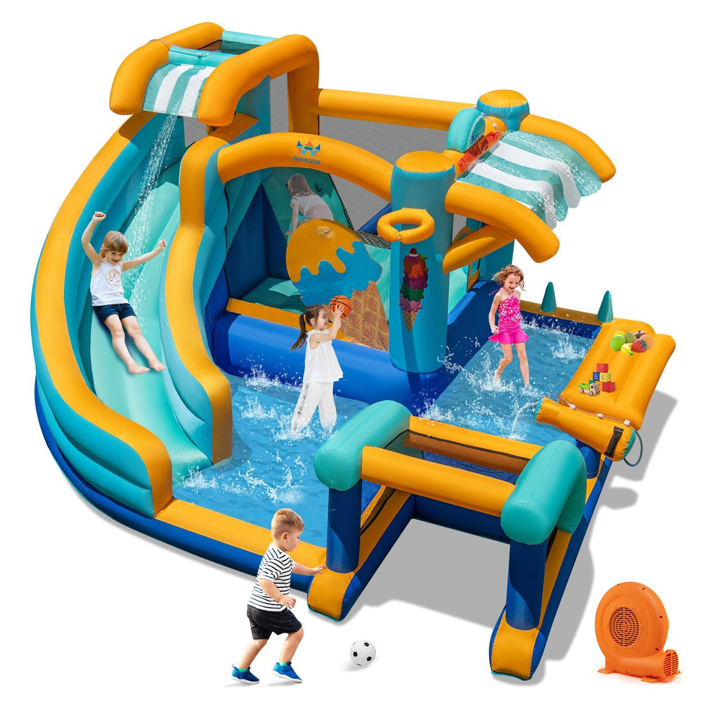 Inflatable Water Slide Bounce House Kids Jump Castle with 750W Blower