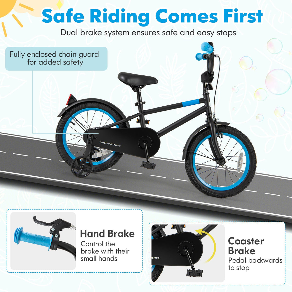 Kids Bike with Adjustable Handlebar and Saddle Black-16 inches