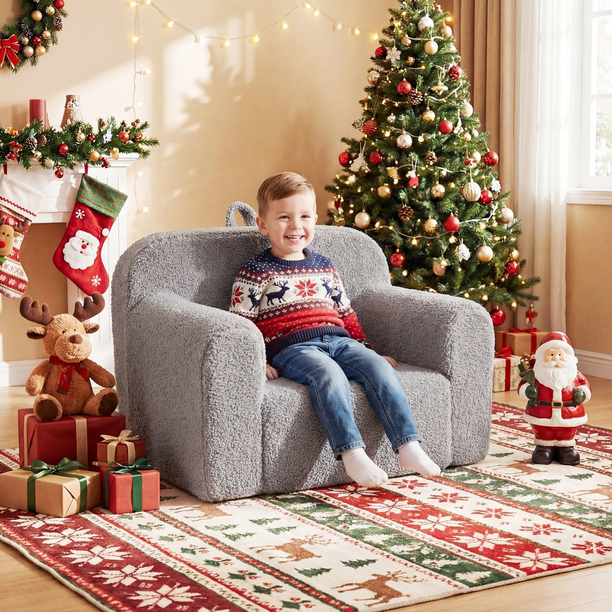 Kids Couch Portable Toddler Sofa with Anti-slip Base