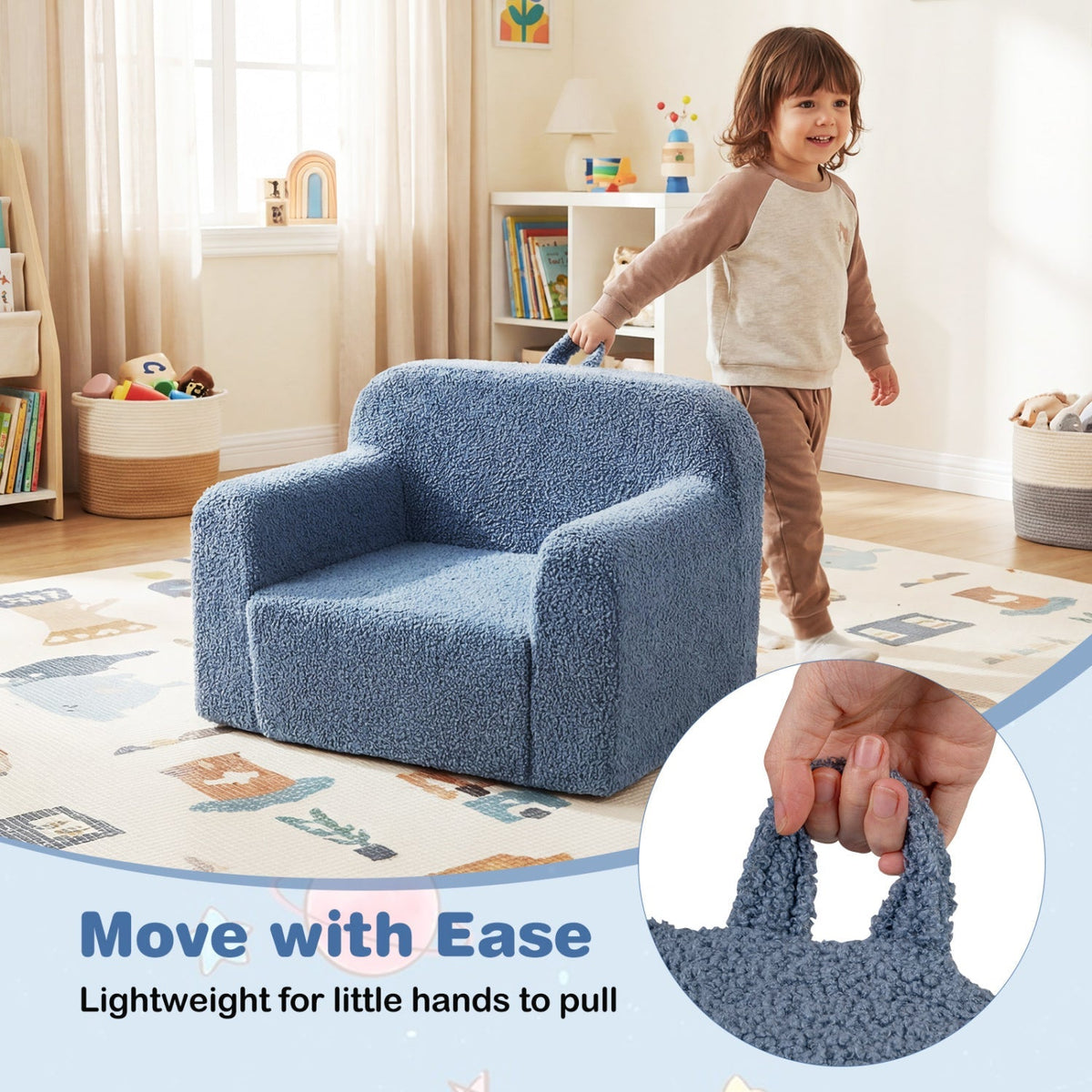 Kids Couch Portable Toddler Sofa with Anti-slip Base