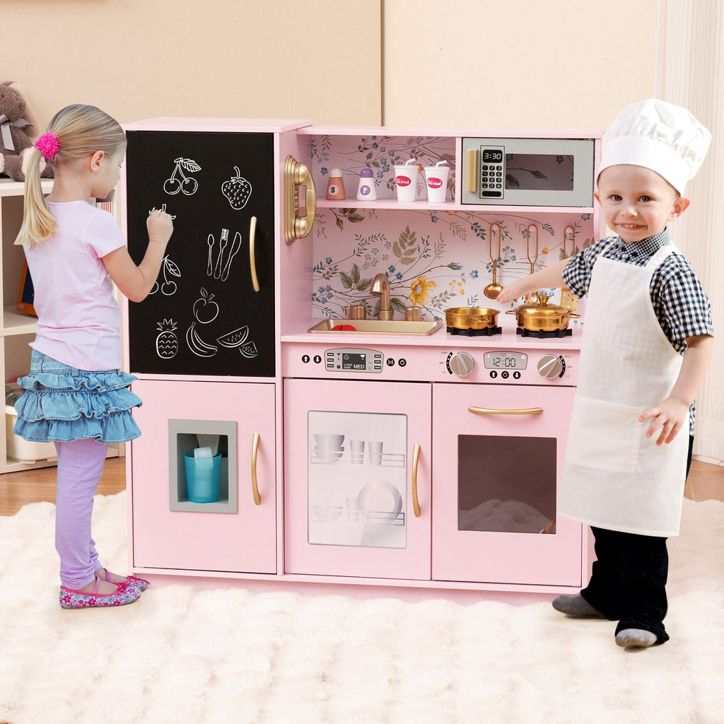 Toddler Pretend Play Kitchen for Boys and Girls 3-6 Years Old-Light Pink