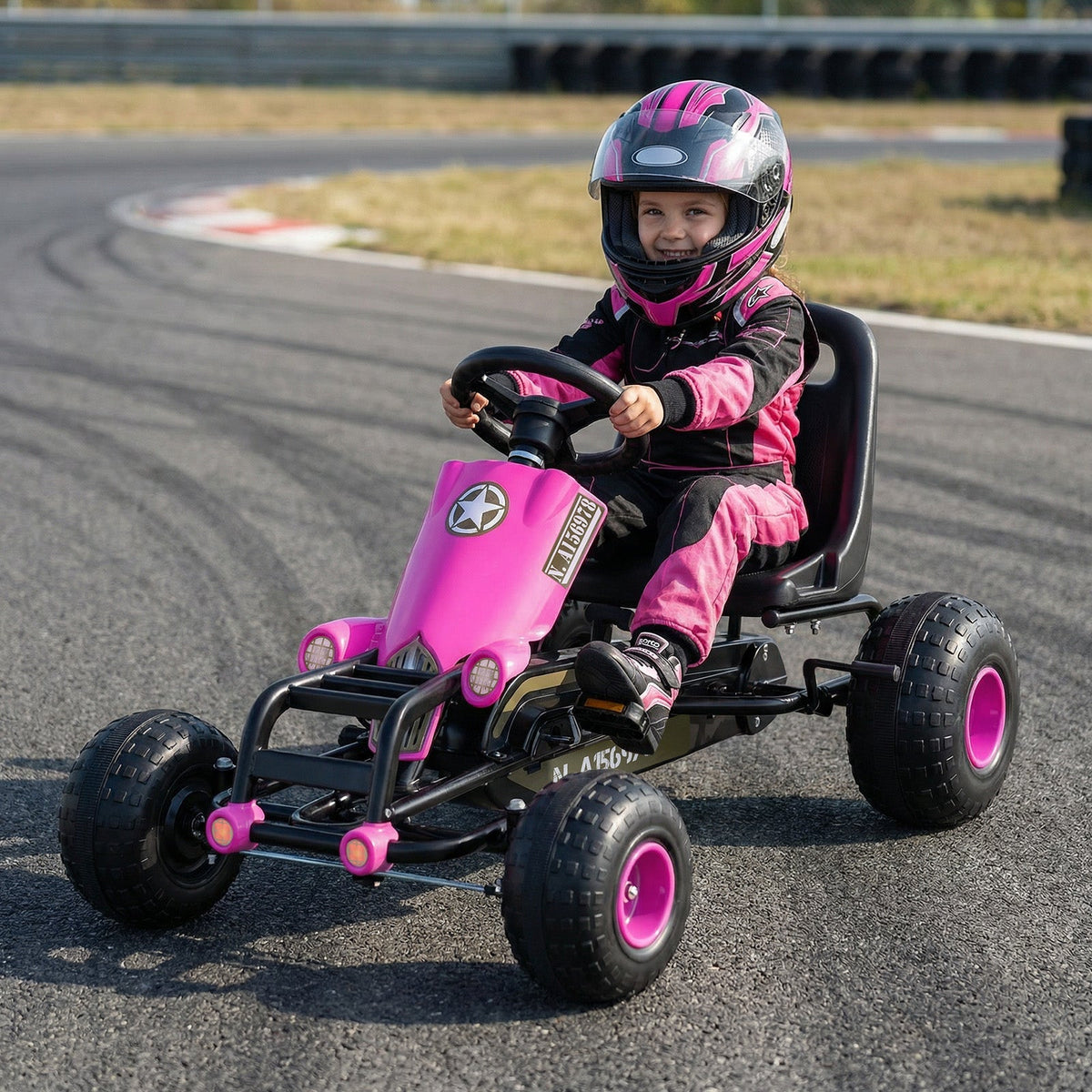 Kids Pedal Go Kart with Steering Wheel and Gear Shifter and Handbrake