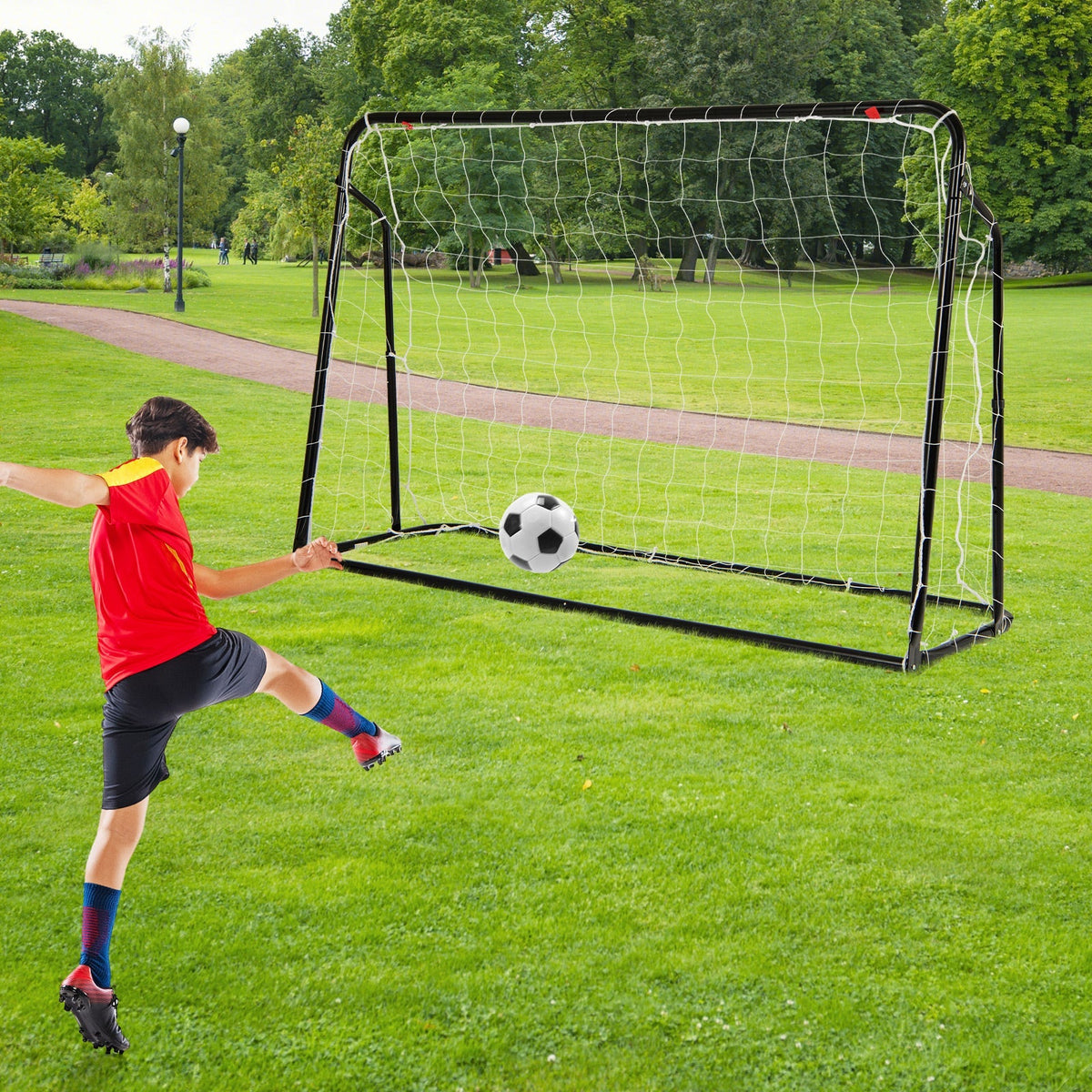 2-in-1 Kids Soccer Rebounder and Soccer Goal with Adjustable Height