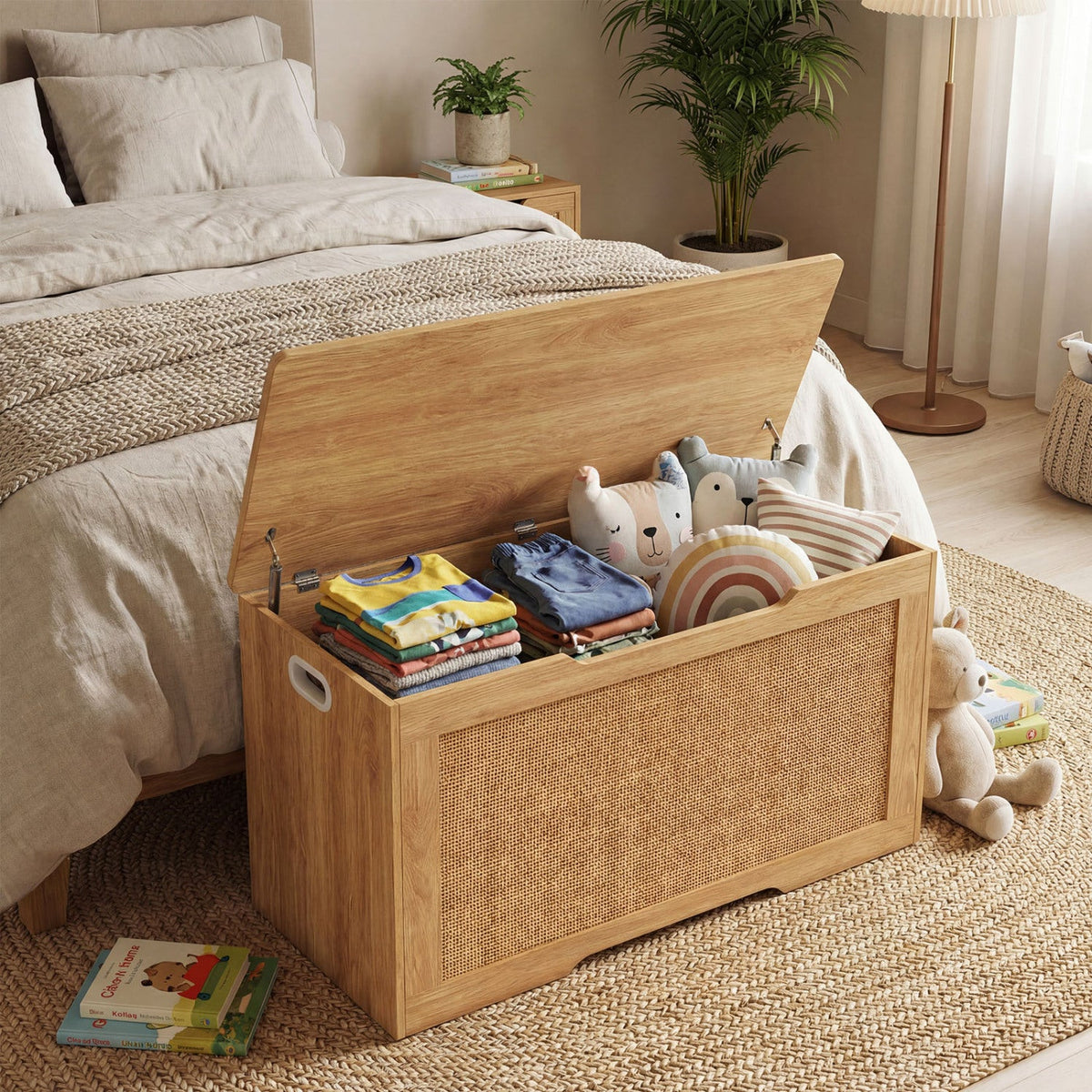 Kids Storage Bench 40 Inch Toy Box with Flip Top and Handles