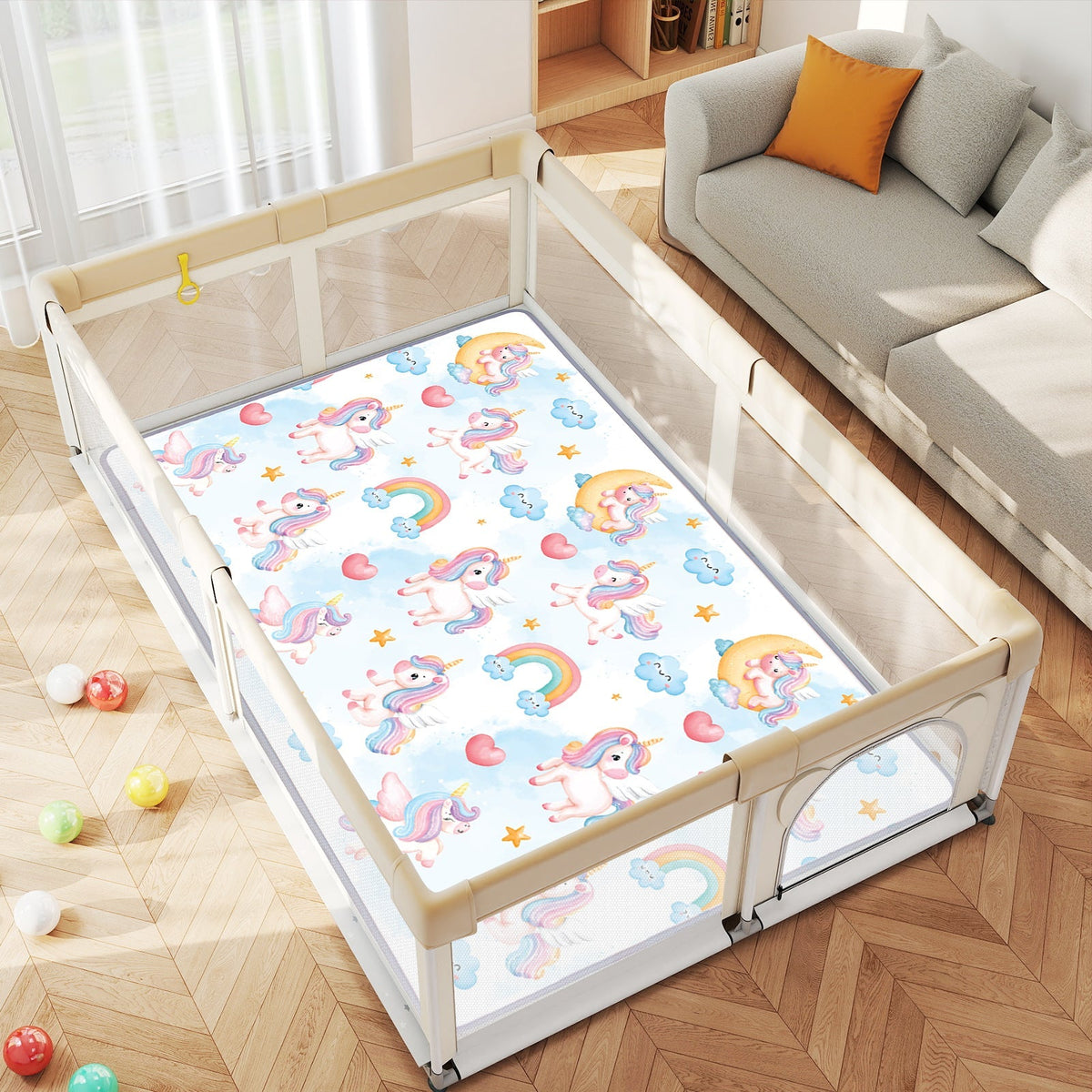 One-Piece Reversible Roll Up Soft Foam Activity Mat for Toddlers