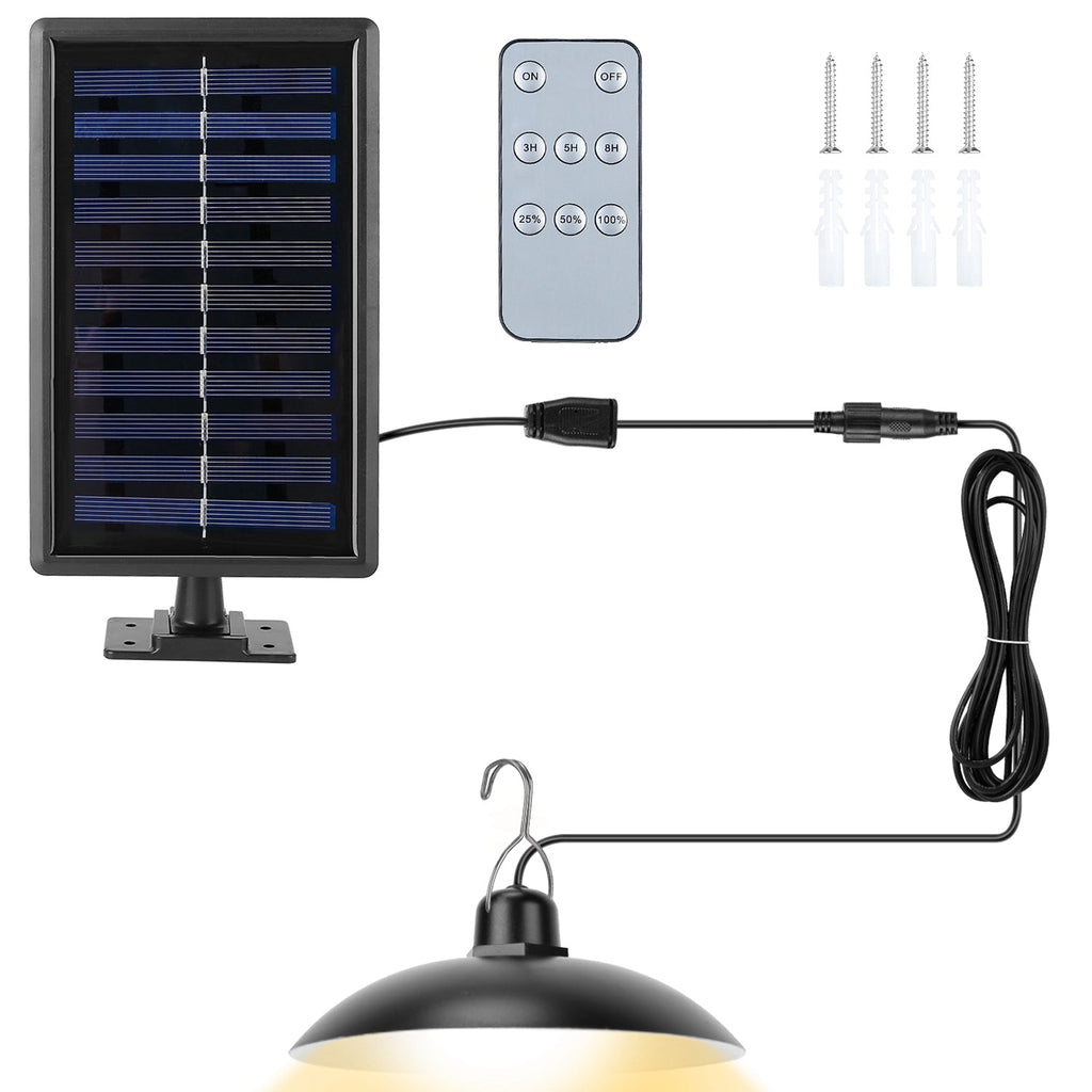 Solar Shed Lights Dimmable Timing Auto Off Sensor Hanging Lamp IP65 Waterproof Remote Control Pendant Light For Garden Patio Balcony with 9.84FT Wire