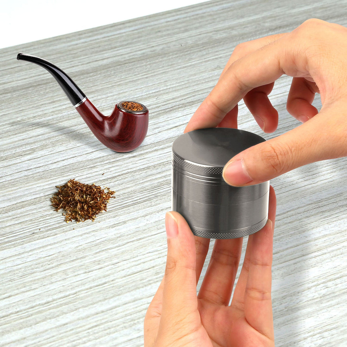 Magnetic Herb Spice Tobacco Grinder 2-inch 4-Piece Zinc Alloy Crusher Kitchen Mill with Pollen Scraper