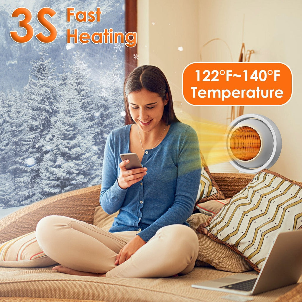 380W Space Heater with 30¡ Tilting Angle 3S Fast Heating Portable Desktop Electric Heater For Indoor Use With Overheat Protection Tip Over Protection