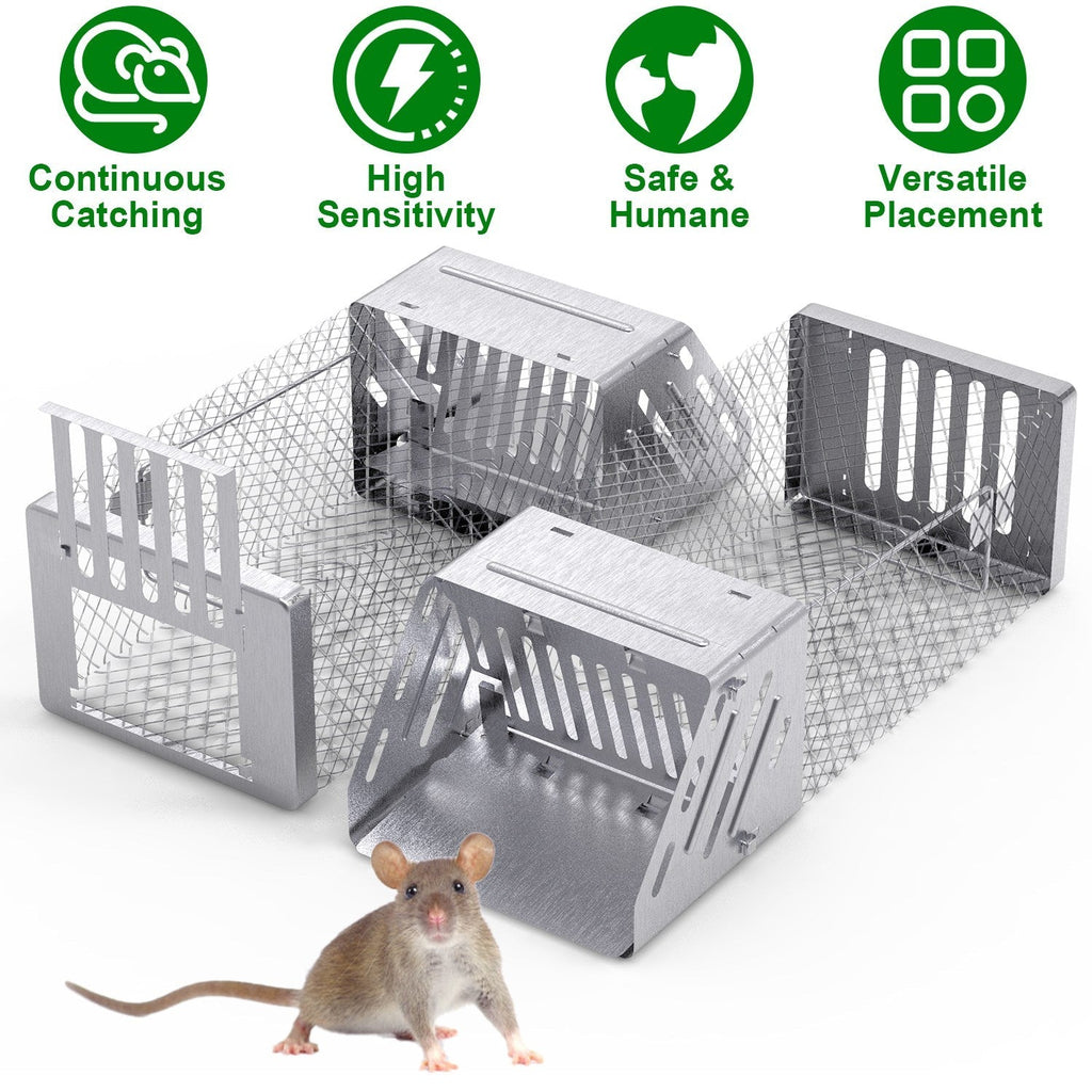 Automatic Continuous Rat Trap Single Door Mouse Cage Humane Live Animal Trap Cage Indoor Outdoor for Small Rodents Mice Voles