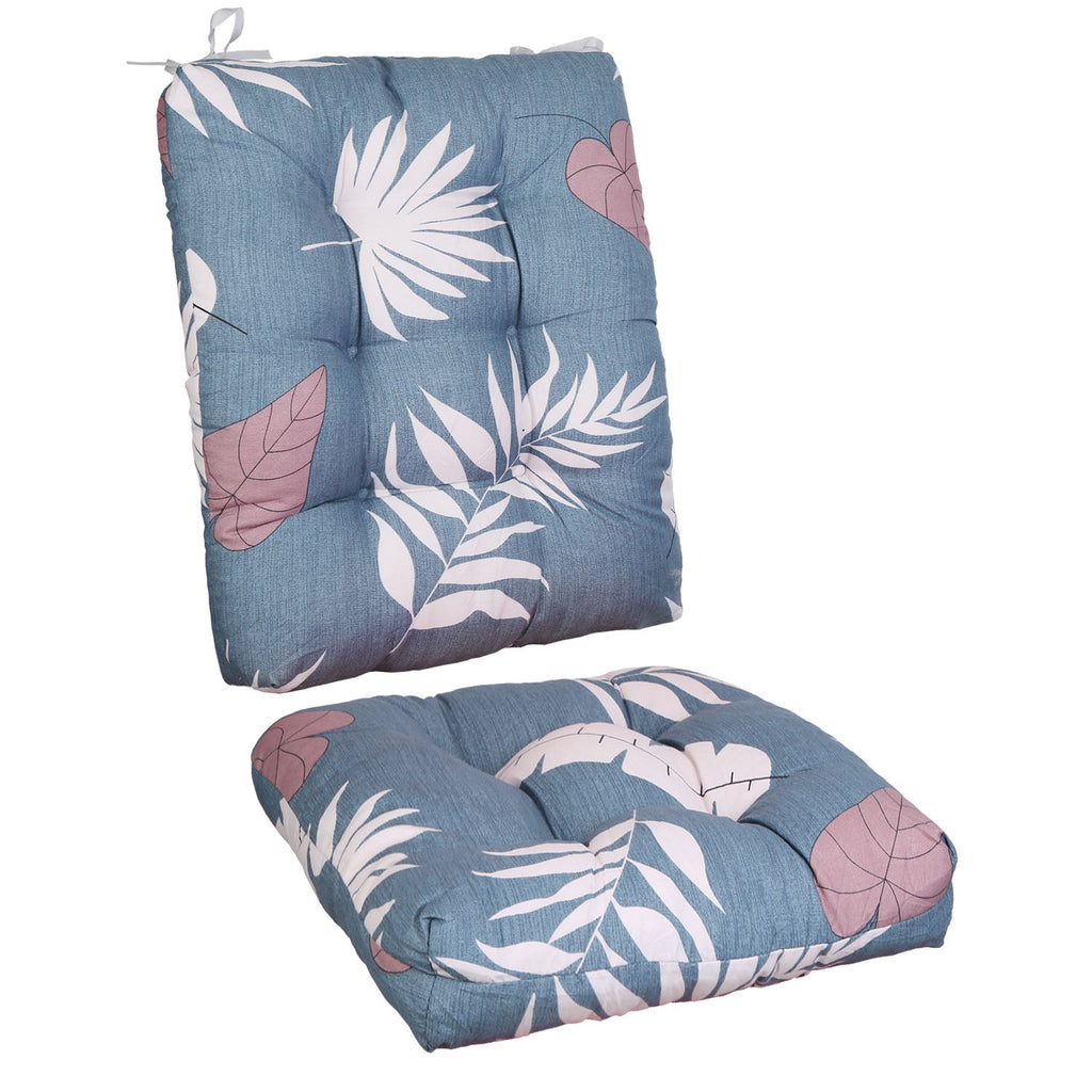 2Pcs Waterproof Rocking Chair Cushion Upper And Lower Back And Seat Sets with Non-Slip Ties Oxford Cloth Surface Polyester Filling Comfortable for Ind