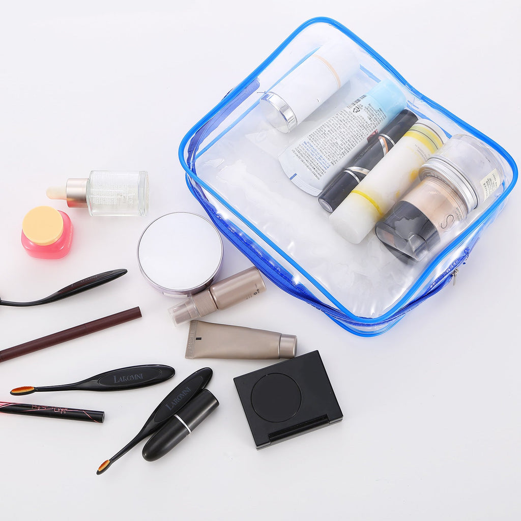 3Pcs Clear Travel Bags Waterproof Cosmetic Makeup Lotion Toiletry Wash Handbags Transparent Holder Pouch Kits For Swimming Travel Hotel