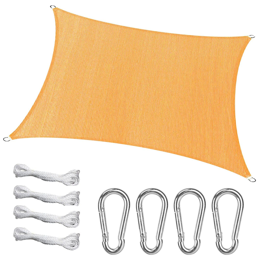 Rectangle Top CanopyÊ98% UV Block Awning Shelter 185GSM HDPE Patio Cover with Snap Hooks Ropes for Outdoor Garden Backyard
