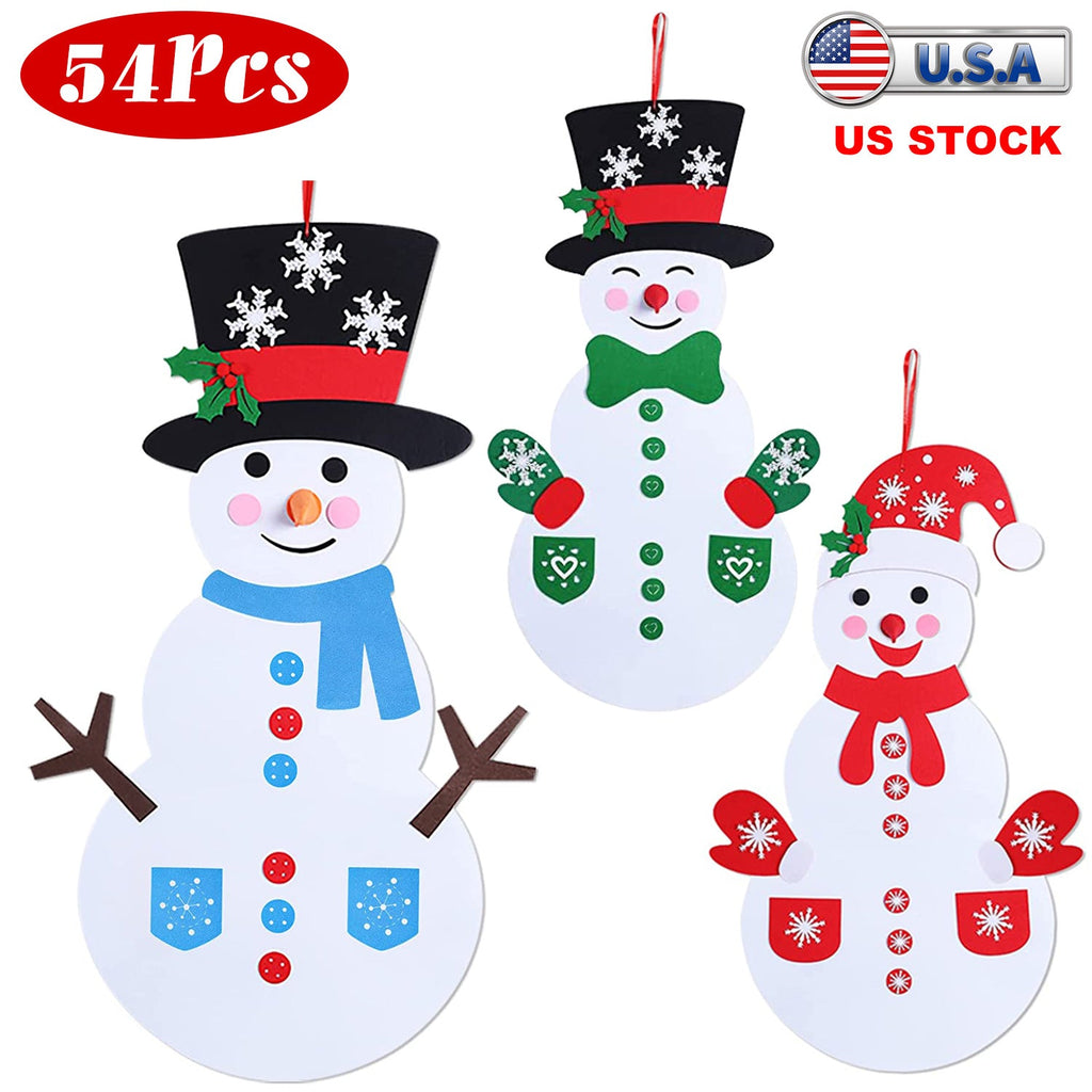 DIY Felt Christmas Snowman Set – 54 Pieces