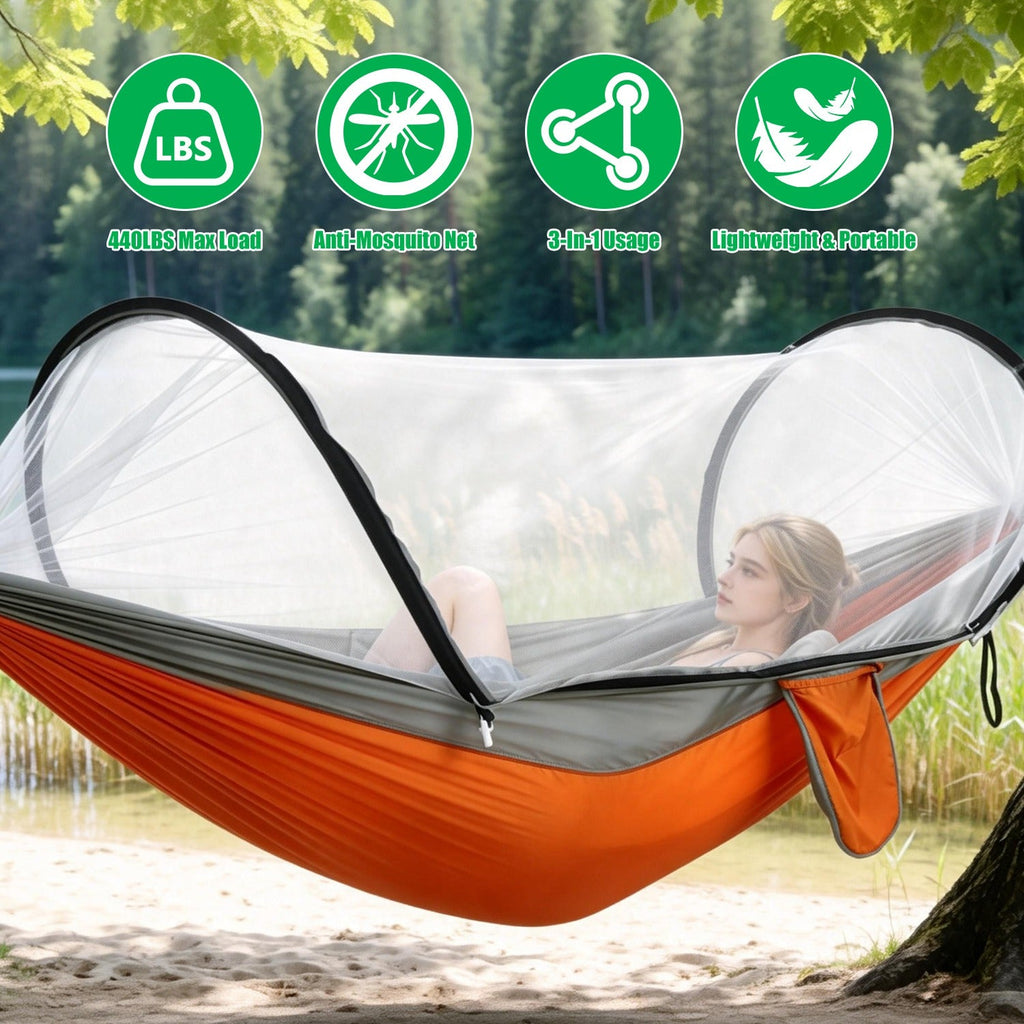 Camping Hammock with Mosquito Net - 440lbs Capacity Portable