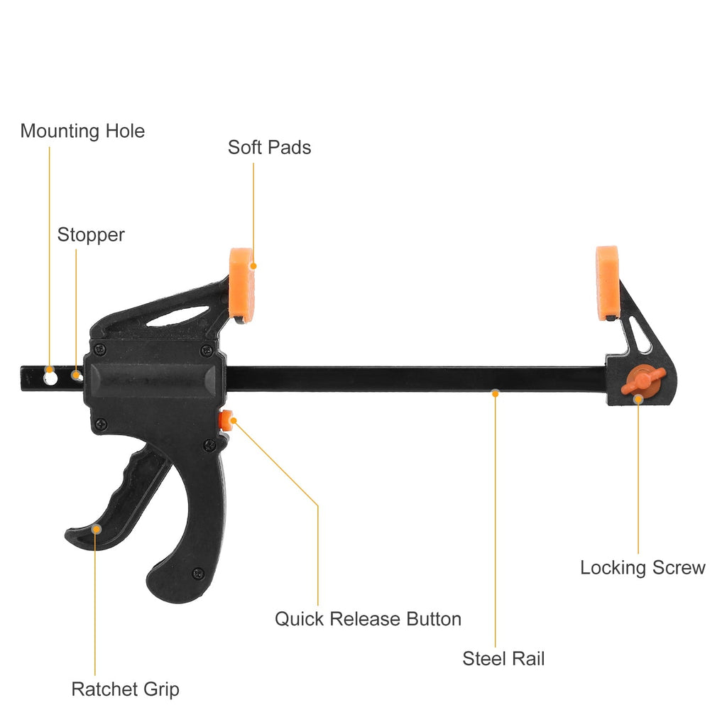 2Pcs Wood Working Bar F Clamp Grip Quick Grip Ratchet Release Squeeze Clamps For Carpentry DIY Woodwork